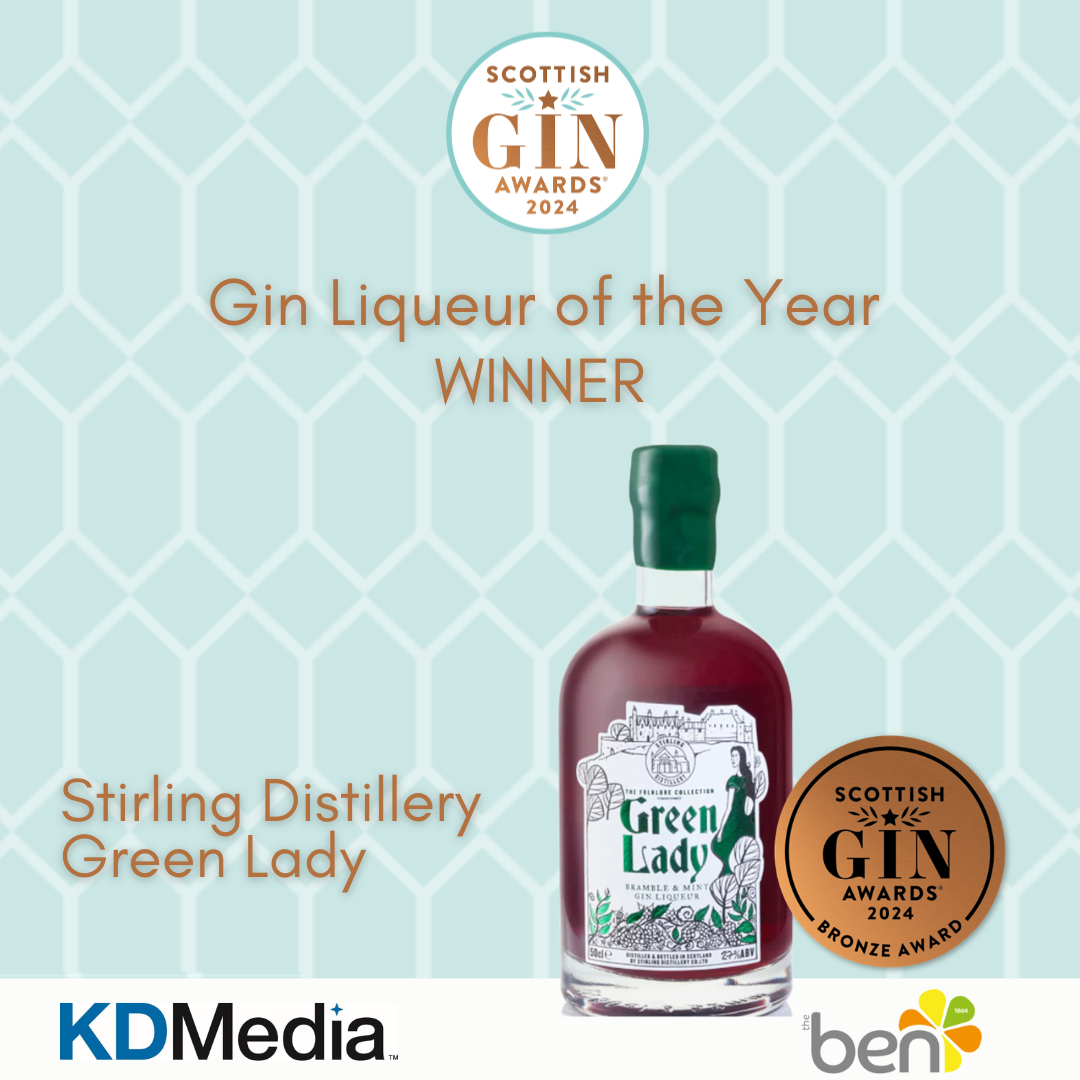 An image showing the award Green lady won from the scottish gin awards.