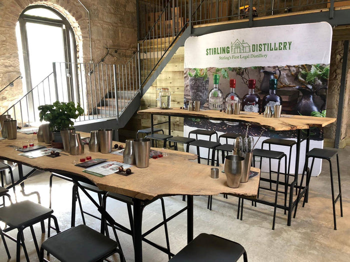 A tasting set up at Stirling Distillery
