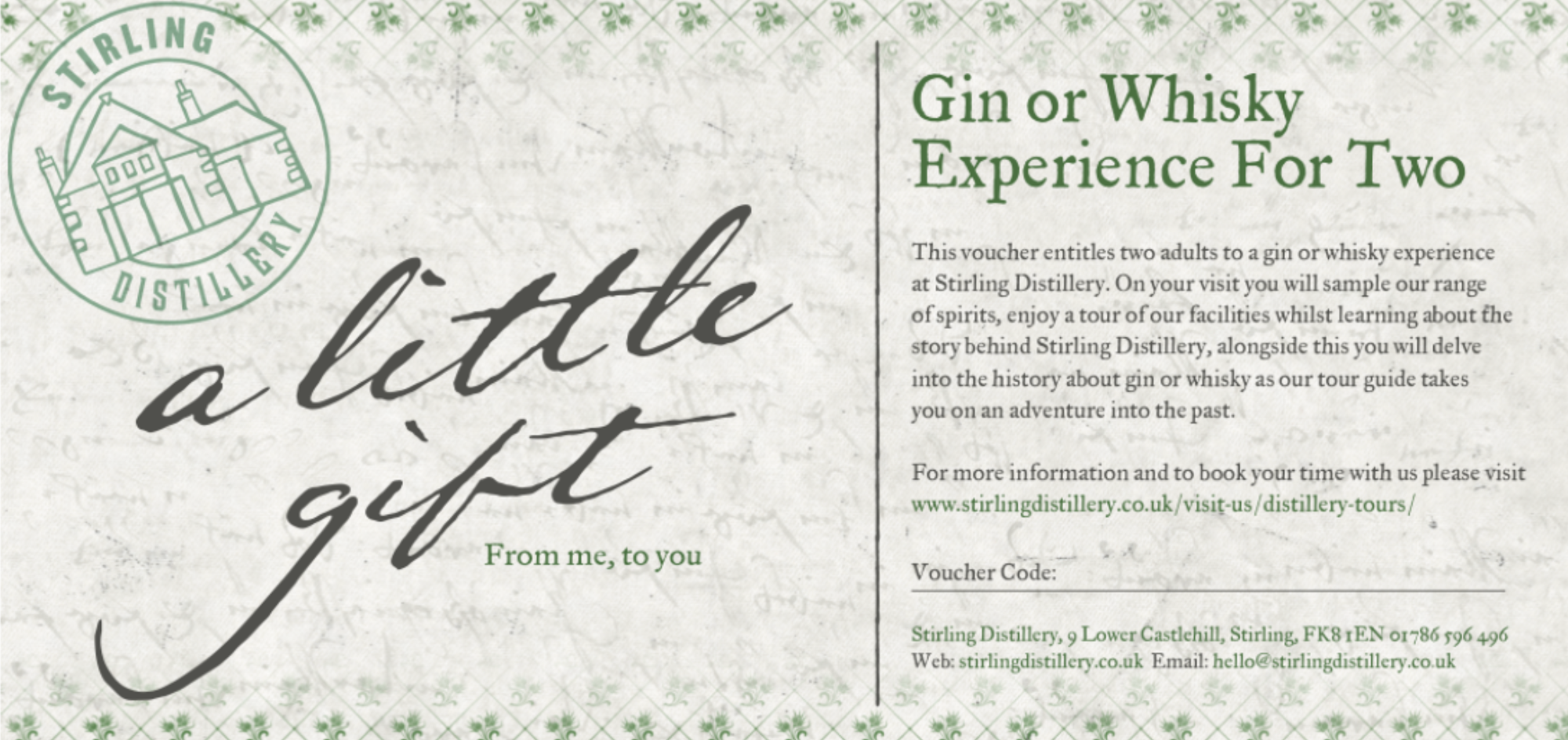 Gin or Whisky Experience For Two Voucher