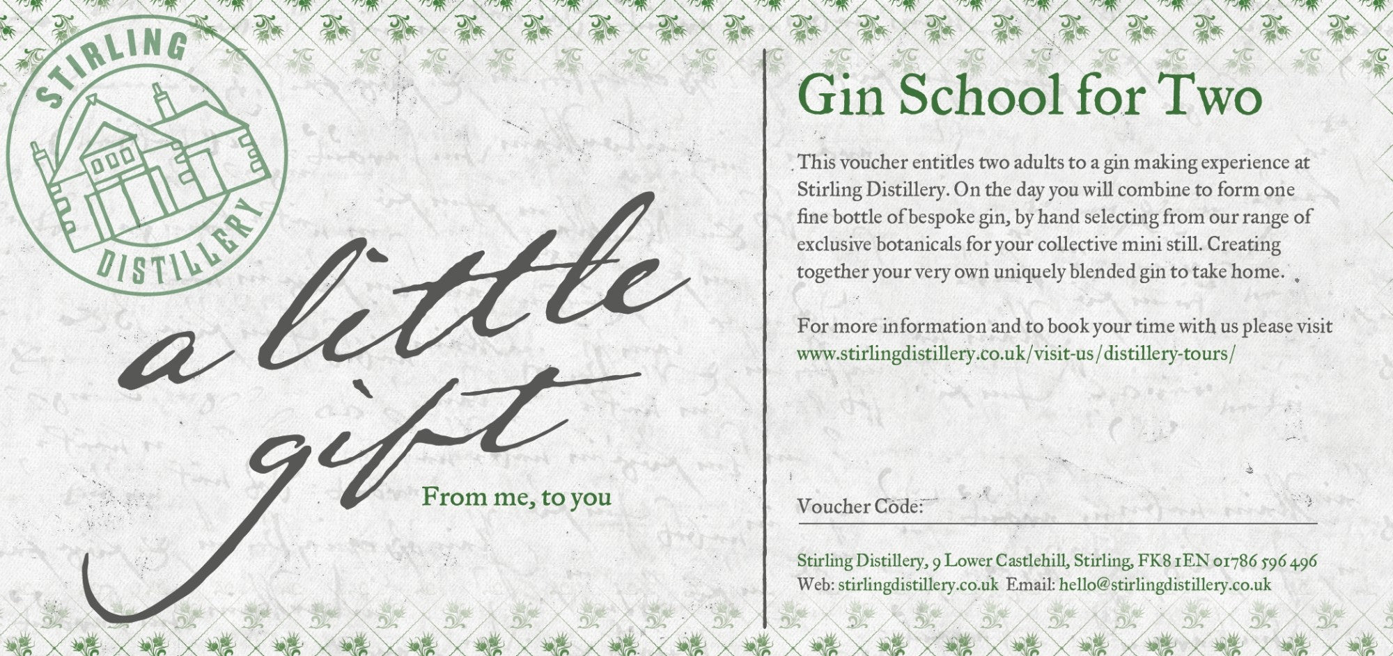 Stirling Gin School Voucher For Two